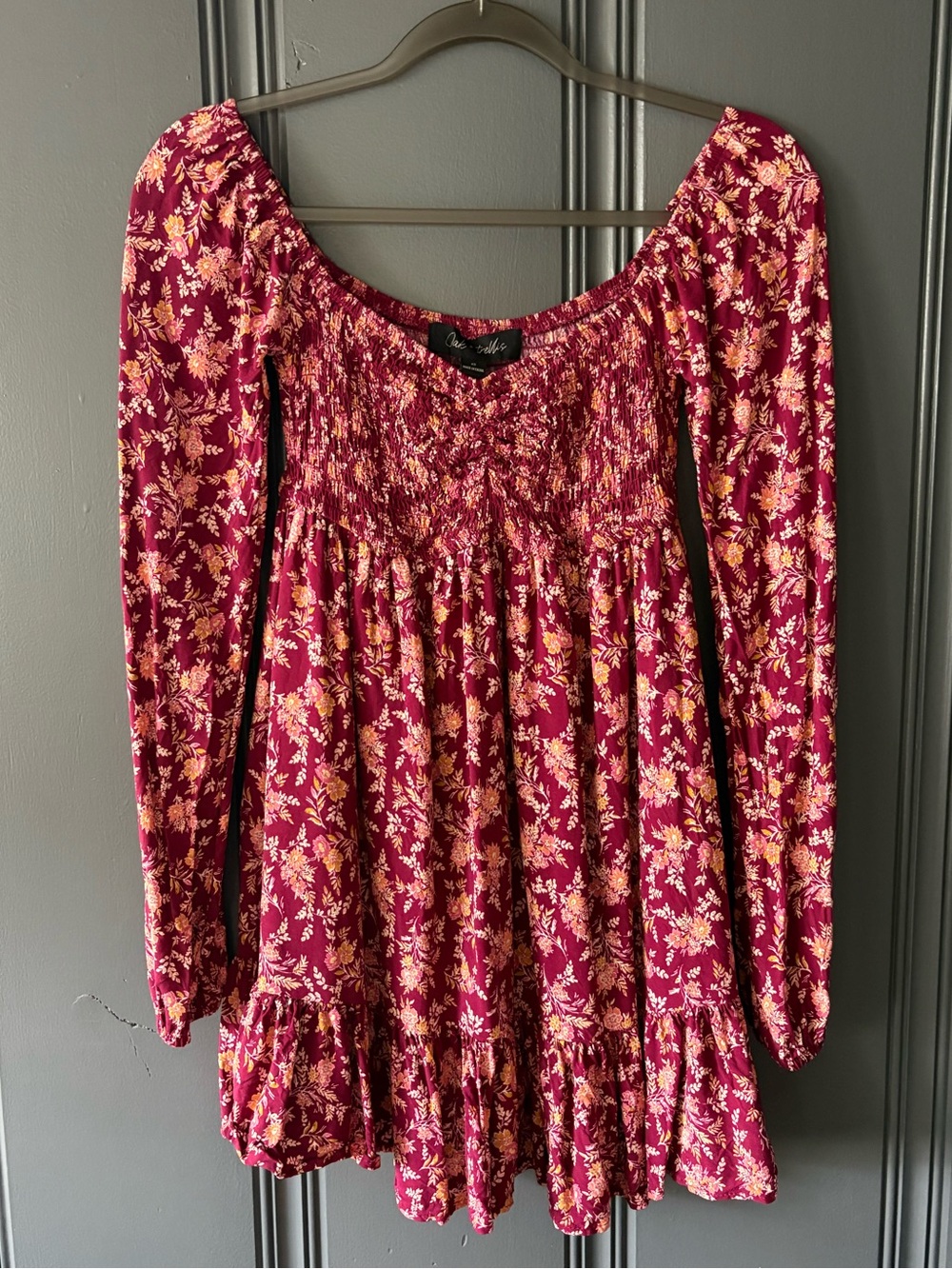 Floral Mini Dress in Berry Pink